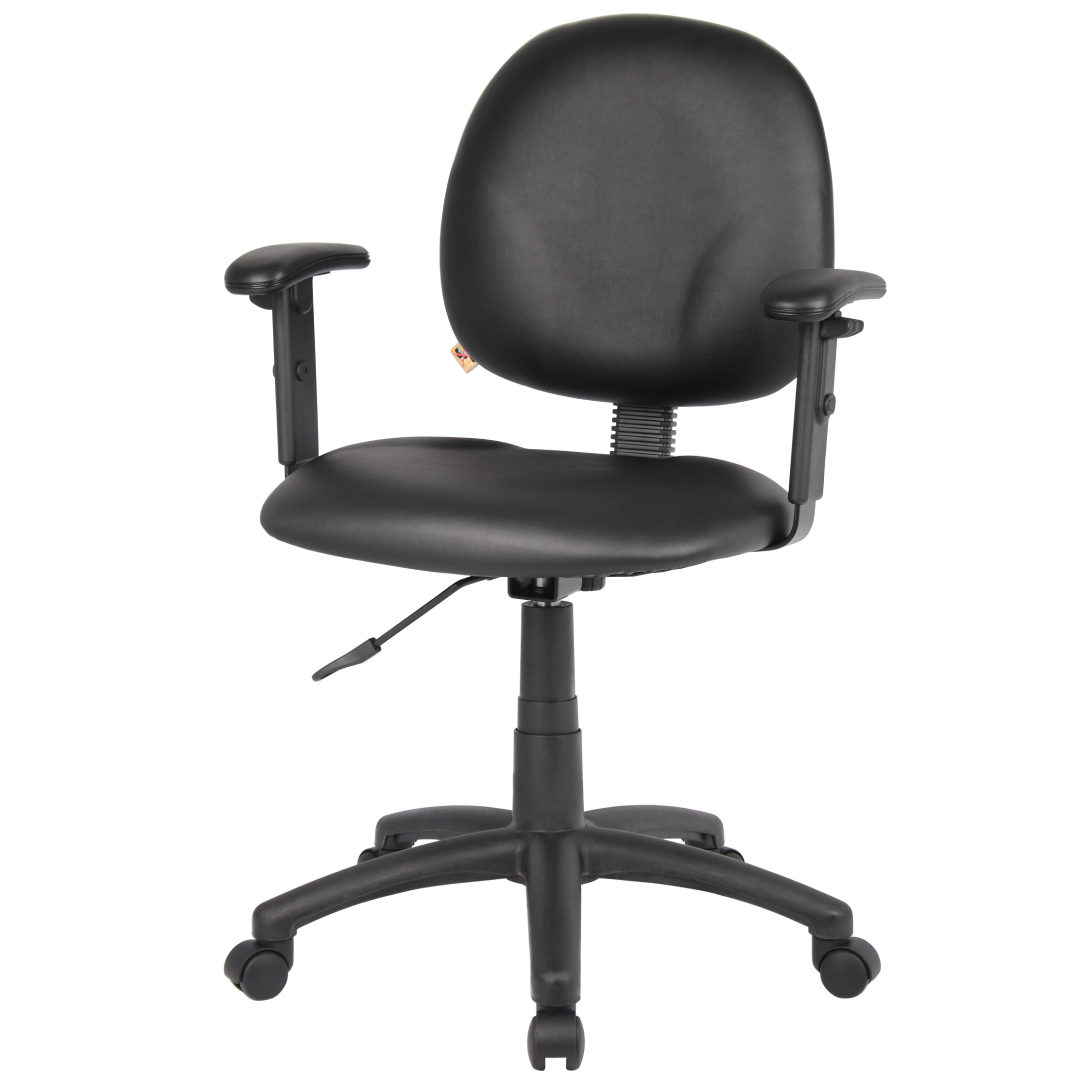 Boss Diamond Task Chair In Black Antimicrobial Vinyl W/ Adjustable Arms