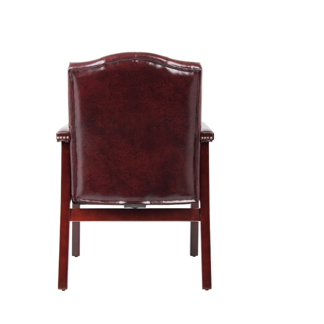 Boss Traditional Oxblood Vinyl guest, accent or dining chair W/ Mahogany Finish