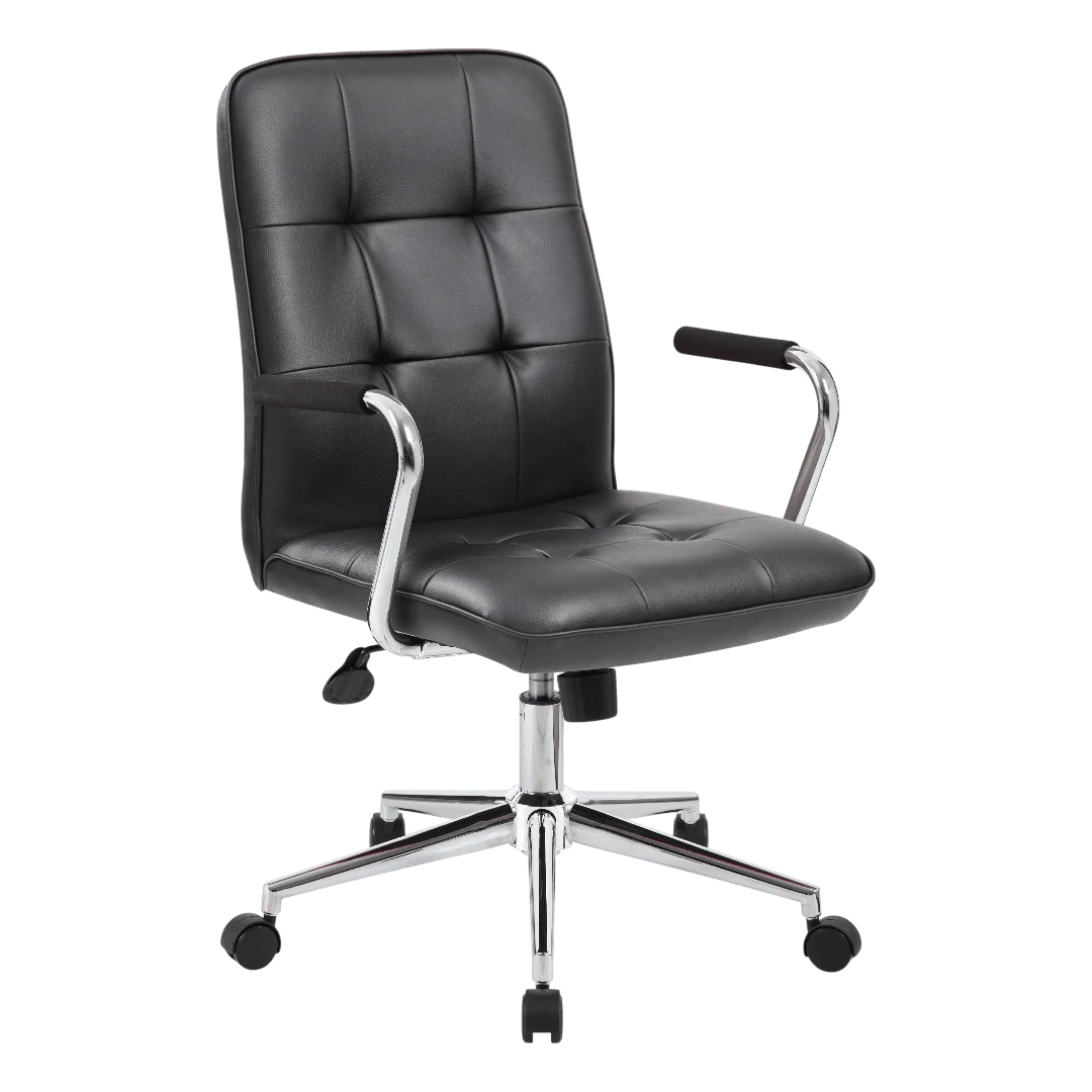 Boss Modern Office Chair w/Chrome Arms – Black