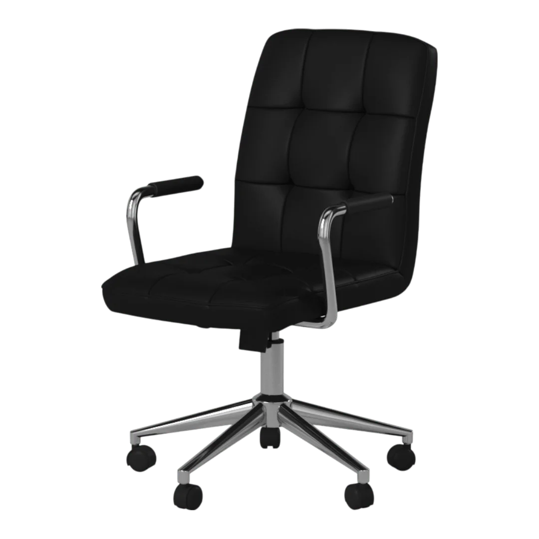Boss Modern Office Chair w/Chrome Arms – Black