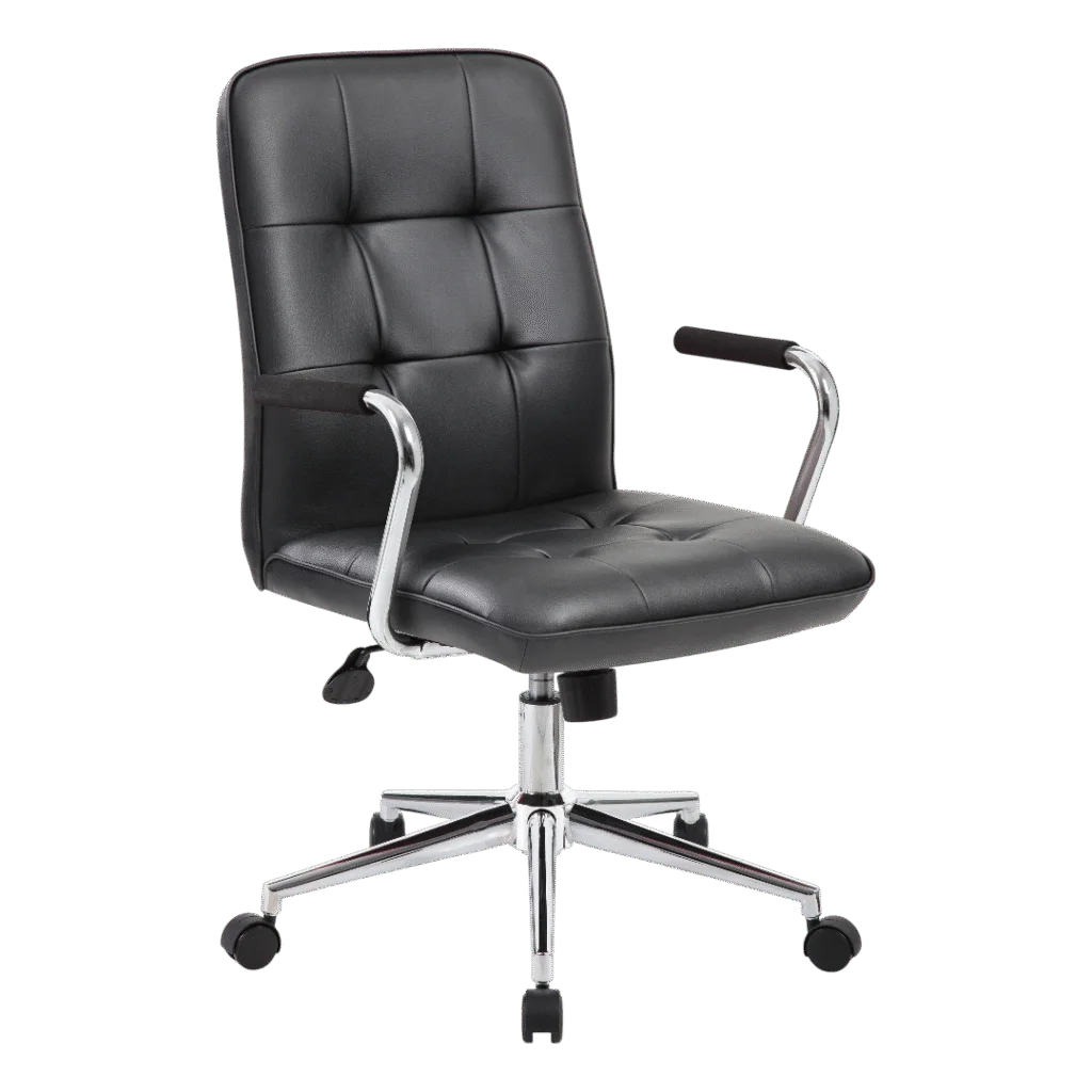 Boss Modern Office Chair w/Chrome Arms – Black